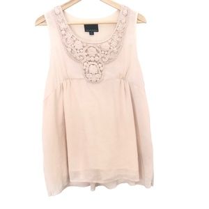 Cynthia Rowley Pink Crochet Lace Sleeveless Top Size XL